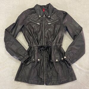 Black Lightweight Belted Jacket Raincoat H&M Size 6